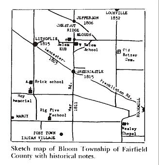 Sketch map of Bloom Township showing the dates of the first land patents in each section